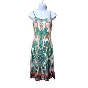 Mer Du Sud Dress Sz 1 Belgium Made Retro 70s Style Paisley Stretch Femme Boho